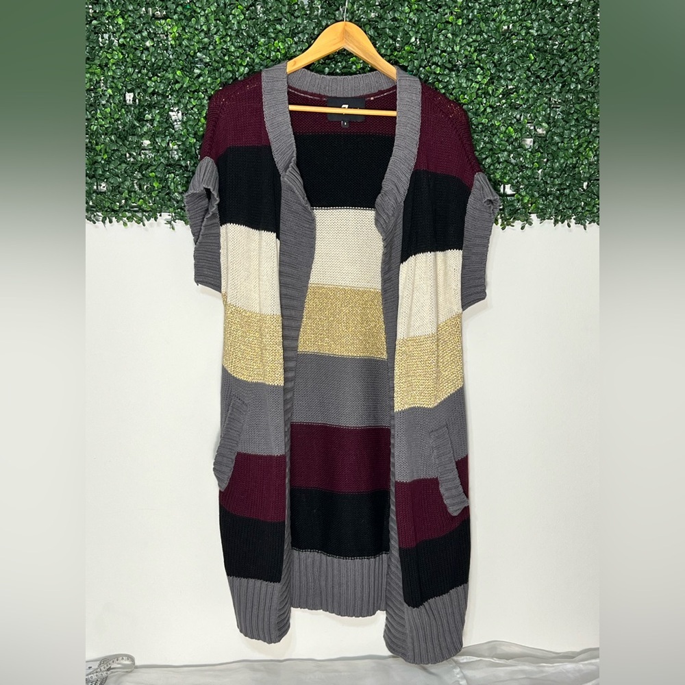 7 For All Mankind Open Color-block Cashmere Blend Sweater Cardigan Size Small